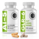 Fortitude intestinale AI-5 & GLR-6 Supplément de santé digestive Bundle w/Glutamine, Turmeric, Curcumin pour Gut Health Capsule Supplément et soutien santé digestive, non-OGM, sans produits laitiers - 30 jours d'approvisionnement