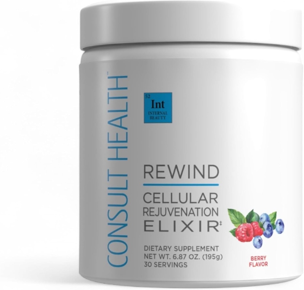 Consult Health Rewind 1000 mg MSM, Cellular Rejuvenation Powder Drink Mix - Lycopen, Polyphenole, Collagen & Elastin Unterstützung für Gelenke, Haut, Haare und Nägel - Berry Flavor - 30 Servierungen