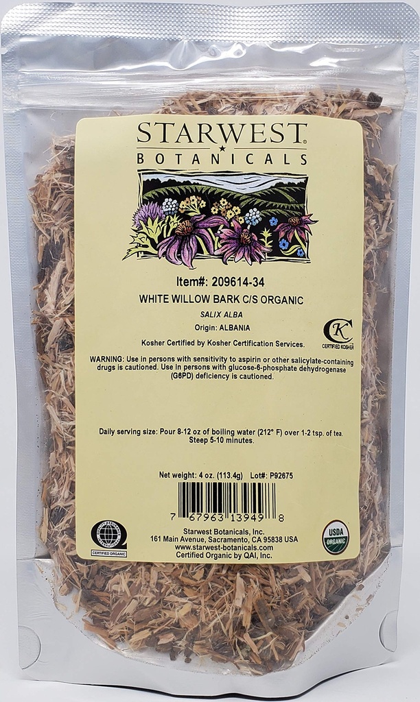 Ortofrutticoli naturali White Willow Bark Cut & Sifted, 4 once