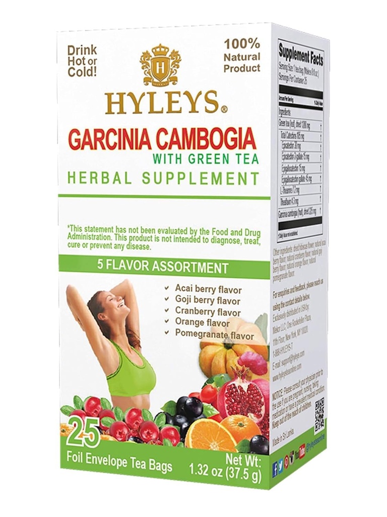 HYLEYS Tee Garcinia Cambogia Grüner Tee 5 Flavors Sortiment - 25 Teebeutel (12 Pack - 300 Teebeutel insgesamt)