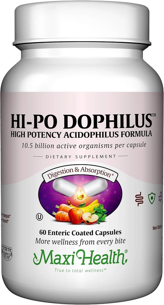 Maxi Health HI-PO Dophilus - High Potency Acidophilus Probiotics - 60 Kapseln - Kosher