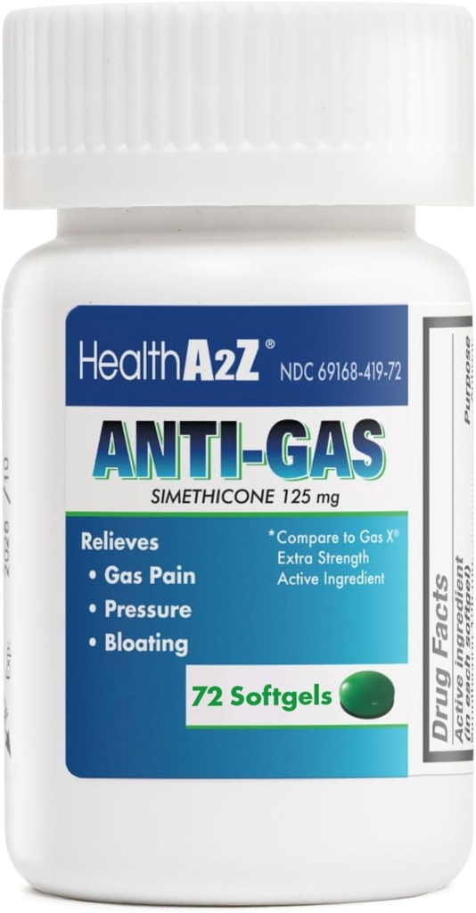 SantéA2Z® Siméthicone de dégazage 125mg de décompression et de gaz de l'estomac