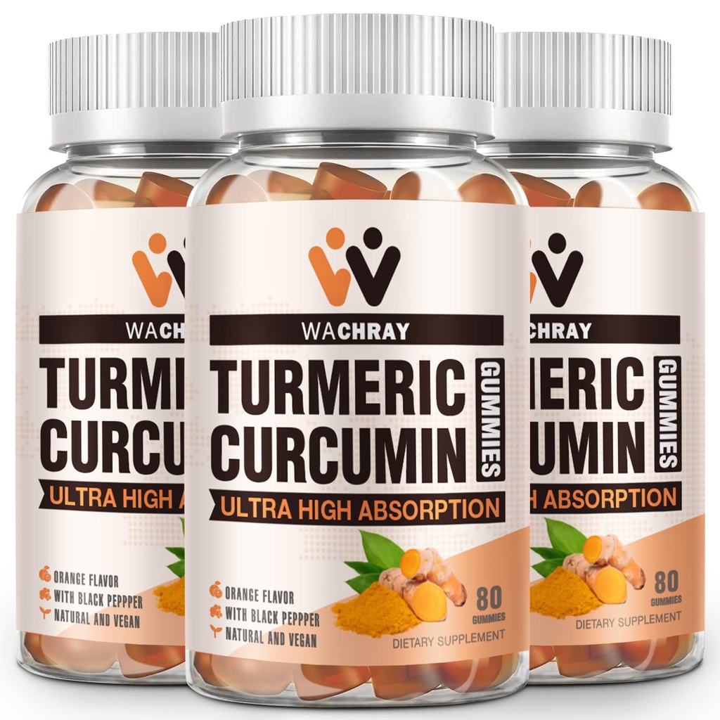Gummies curcumine curcuma avec extrait de gingembre et de poivre noir - Suppléments de gummy gummy tumériques pour l'inflammation de la douleur Joint Weight Health Support - végétalien, biologique, sans gélatine - pour adultes et enfants