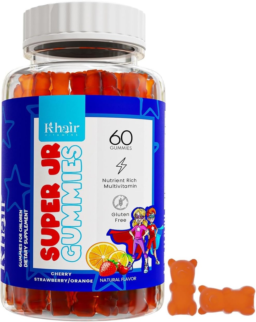 Khair Halal Kids Multivitamins - Vegetariano, Non OGM, Gluten Free, Gelatin Free - Vitamine essenziali per bambini: Vitamina A C E D B12 & Vitamina B6-60