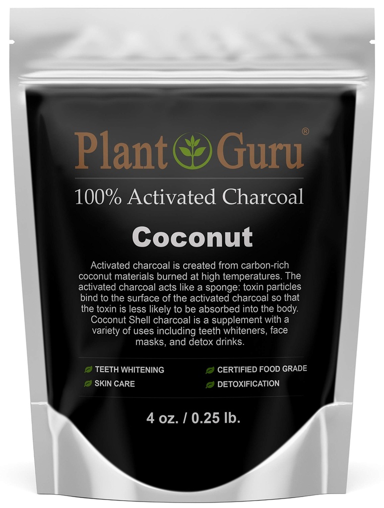 Activated Charcoal Powder 4 oz. Coconut - Food Grade Kosher Non-GMO - Teeth Whitening, Facial Mask and Soap Making. Promotes Natural Detoxification and Helps Digestion