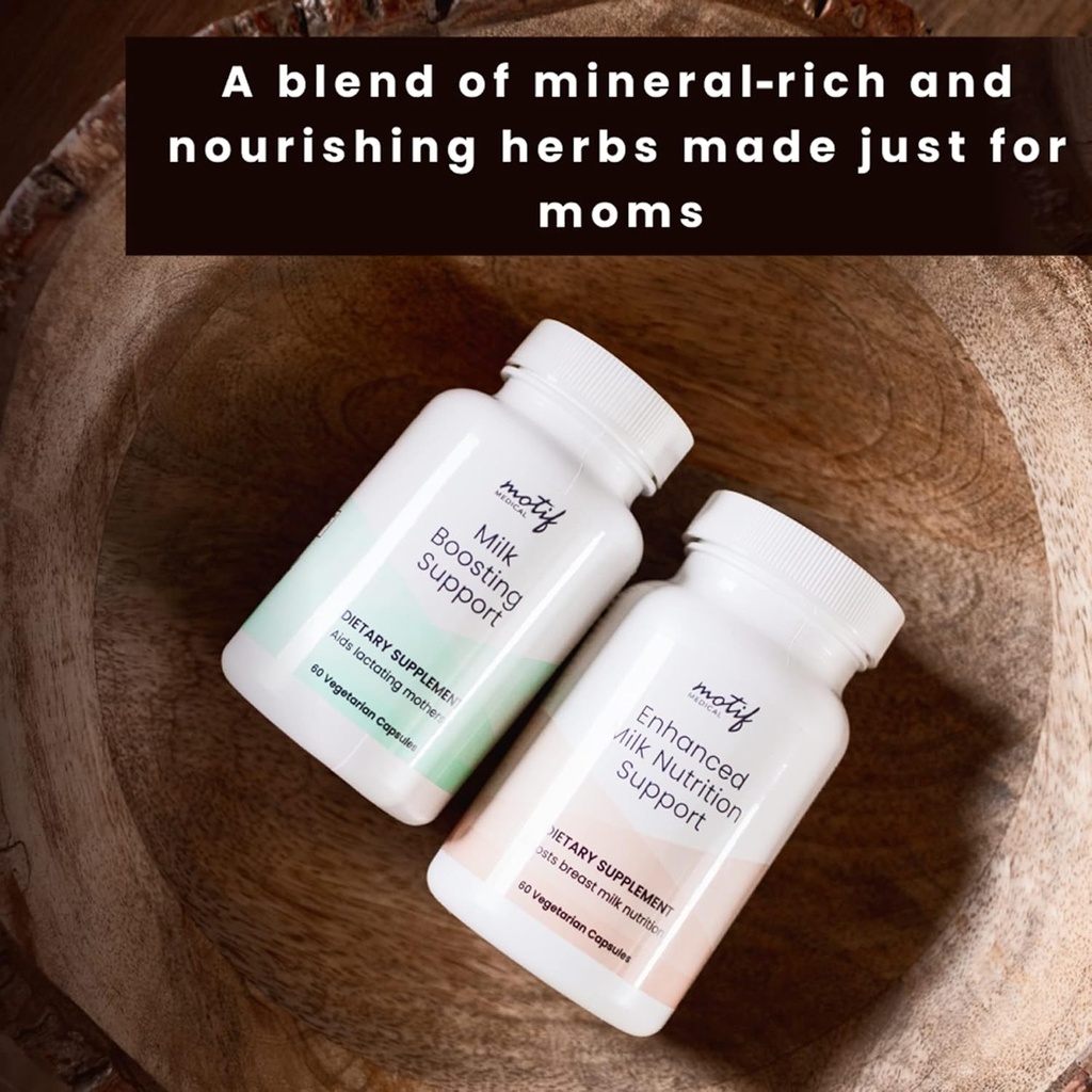 Motif Medical Milk Boosting Support Lactation Supplement - Lactation Support für Pflegemuttern w/Vitamins - Stillende Ergänzungen zur Erhöhung der Milchversorgung - Pflegeergänzung (60 Kapseln)