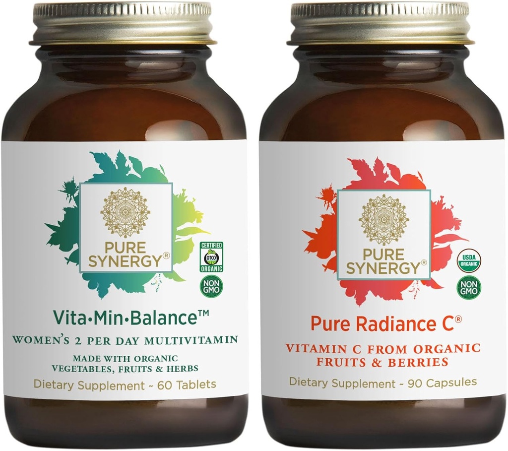PURE SYNERGY Femmes Multivitamine, stress et énergie Essentiels Ensemble de nourriture entière Multi avec adaptogènes