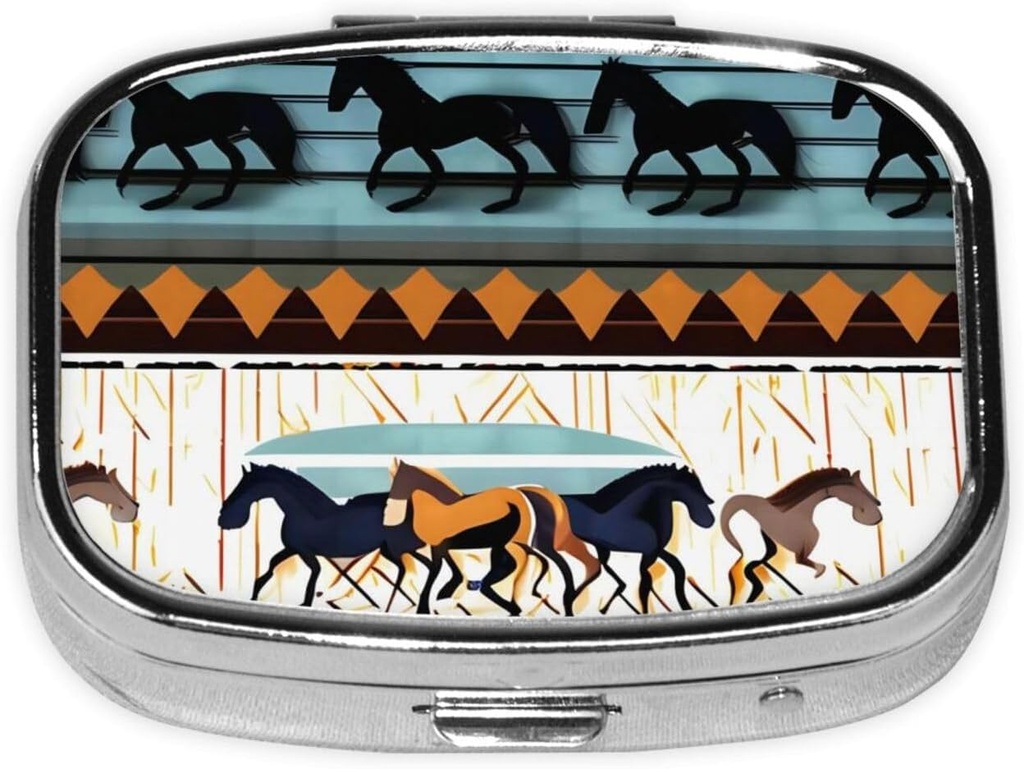 Pille Box, kleine Pille Fall für Geld und Tasche, niedliche Medizin Organizer Reise Pille, Portable Pille Container Halter, um Vitamine, Medikamente, Fischöl und Nahrungsergänzungen zu halten,Horse Streifen Muster