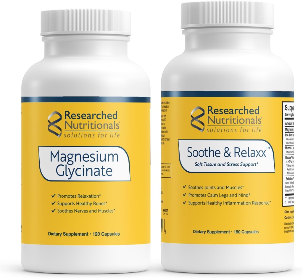 Geforschte Ernährungsweisen Soothe & Relaxx Bundle mit Magnesium Glycinat - Hohe Absorption Magnesium + Mind & Muskelunterstützung*