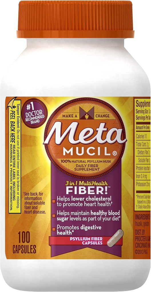 Metamucil Multi-Health Fiber Capsules by Meta 100 capsule bottle (OLD)