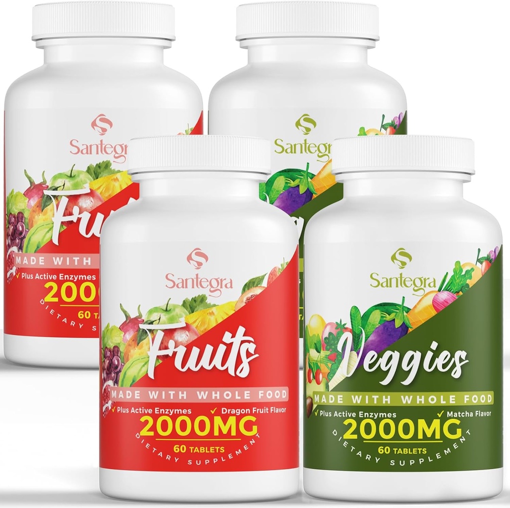 2000 MG Integratori di frutta e verdura, Equilibrio naturale Oltre 35+ Frutta e verdura, 100% Superfood Alimentari Integrazione di frutta e verdura, Equilibrio energetico, Senza zucchero, Vegan, 240 Tablet