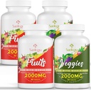 2000 MG Integratori di frutta e verdura, Equilibrio naturale Oltre 35+ Frutta e verdura, 100% Superfood Alimentari Integrazione di frutta e verdura, Equilibrio energetico, Senza zucchero, Vegan, 240 Tablet