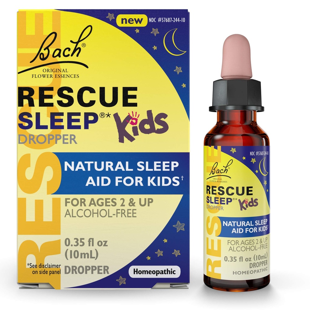 Bach RESCUE SLEEP KIDS Dropper 10mL, Natural Sleep & Stress Relief Aid, Homeopathic Flower Essence, frei von Melatonin, Zucker & Gluten, Kid-Friendly, Non-Alkohol Formel