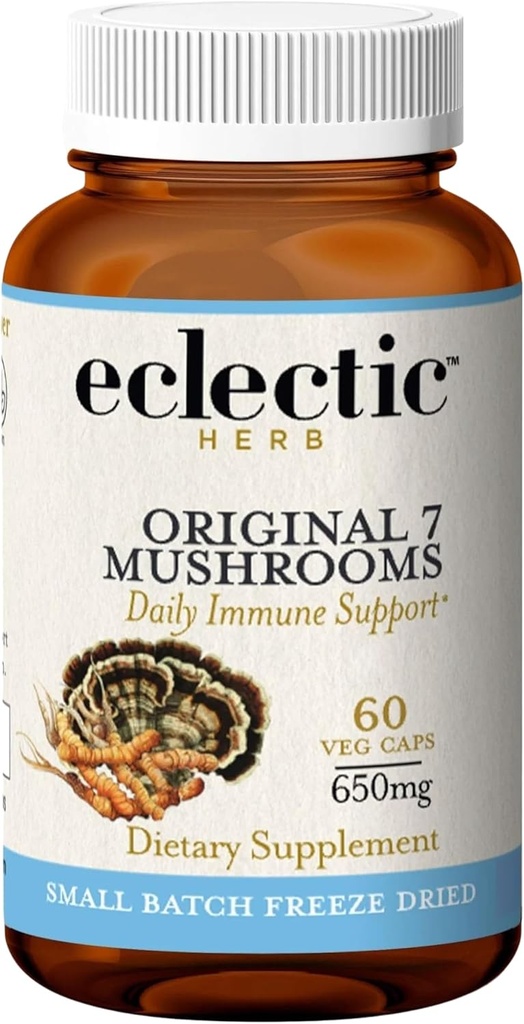 Ecelctic Institute Non-GMO Original 7 Funghi, Immune Supporting Mushroom Blend | 60 CT (650 mg)