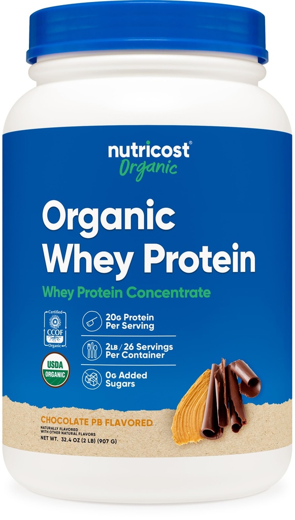 Nutricost Organic Whey Protein Konzentrat, Schokolade Peanut Butter Flavored, (2LBS) - Glutenfrei, Non-GMO
