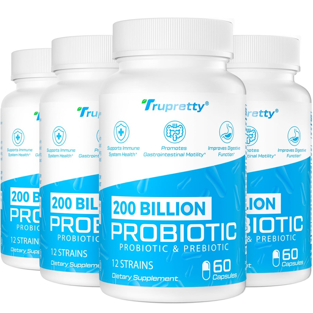 200 Billion Cfus 12 Strains Probiotic, mit 3 Bio-Präbiotika, Probiotika für Frauen Männer, Tägliche Ergänzung für Immun, Gut, Verdauungsgesundheit, Regal stabil, Non GMO, 240 Caps (240-Days Versorgung)