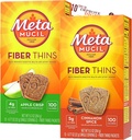 Métamucil Fiber Thins Supplément fibre avec Bleam Digestive Health Support Tip Card Psyllium Fibre Bars - 12CT Apple Crisp & 12CT Cinnamon Spice - Set