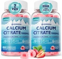 Citrato di calcio 1000mg, Gummie di calcio con calcio e magnesio 2:1 Ratio, Plus Vitamina D3, Zinco, B6 & Potassium – Alto assorbente Calcium Chewable, Bone & Muscle Support, Vegan, Sugar-Free, 120Cts