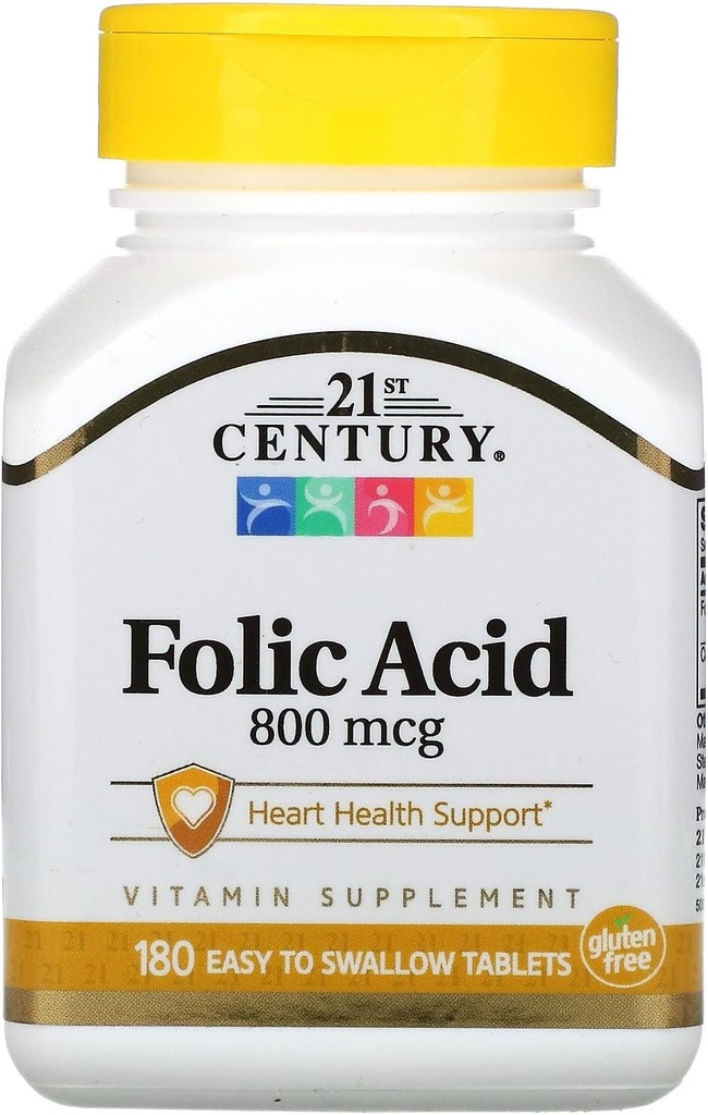 21 ° secolo, acido folico 800mcg 180 compresse