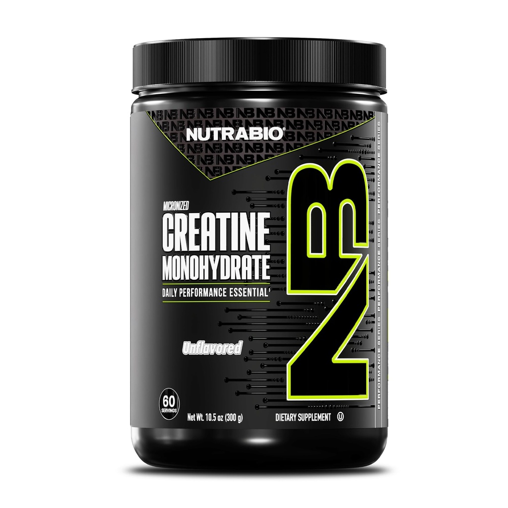 NutraBio Pure Micronized Creatine Monohydrate Powder Supplement, Unflavored, (300 g) - Supporta Bulk Muscle Energy, Recupero e Forza - HPLC Testato Creatina Polvere Supplemento per Uomini e Donne