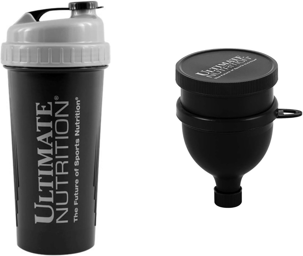 Ultimate Nutrition Filtro Shaker Bottiglia e triplo strato Funnel con Capsule e Polvere Organizzatore