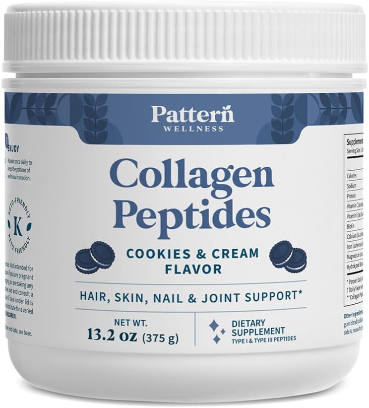 Muster Wellness Collagen Peptides Powder (Typ I & III) - Haar, Nägel, Haut und Gelenkunterstützung - Gras Fed & Weide-Raised - Hydrolyzed, Non-GMO, Dairy Free, & Keto-Friendly - Cookies & Cream (13 Oz)