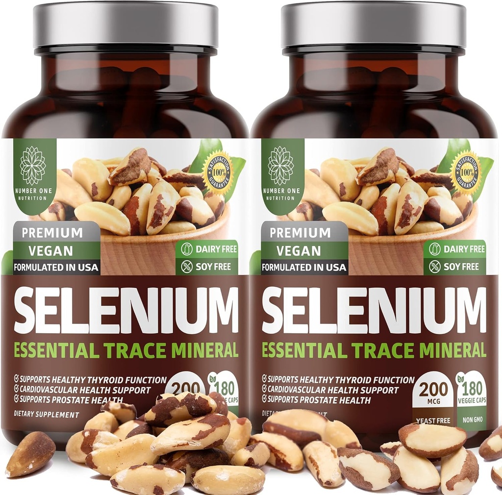 2-Pack N1N Premium Pure Sélénium [Max Absorption, 200MCG] pour soutenir l'immunité, le cœur et la santé de la prostate, 360 Veg Caps