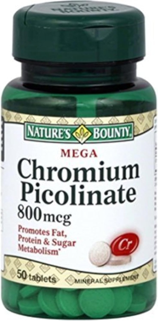 Nature's Bounty Mega Chromium Picolinate 800 mcg Tabletten 50 ea (Pack von 2)