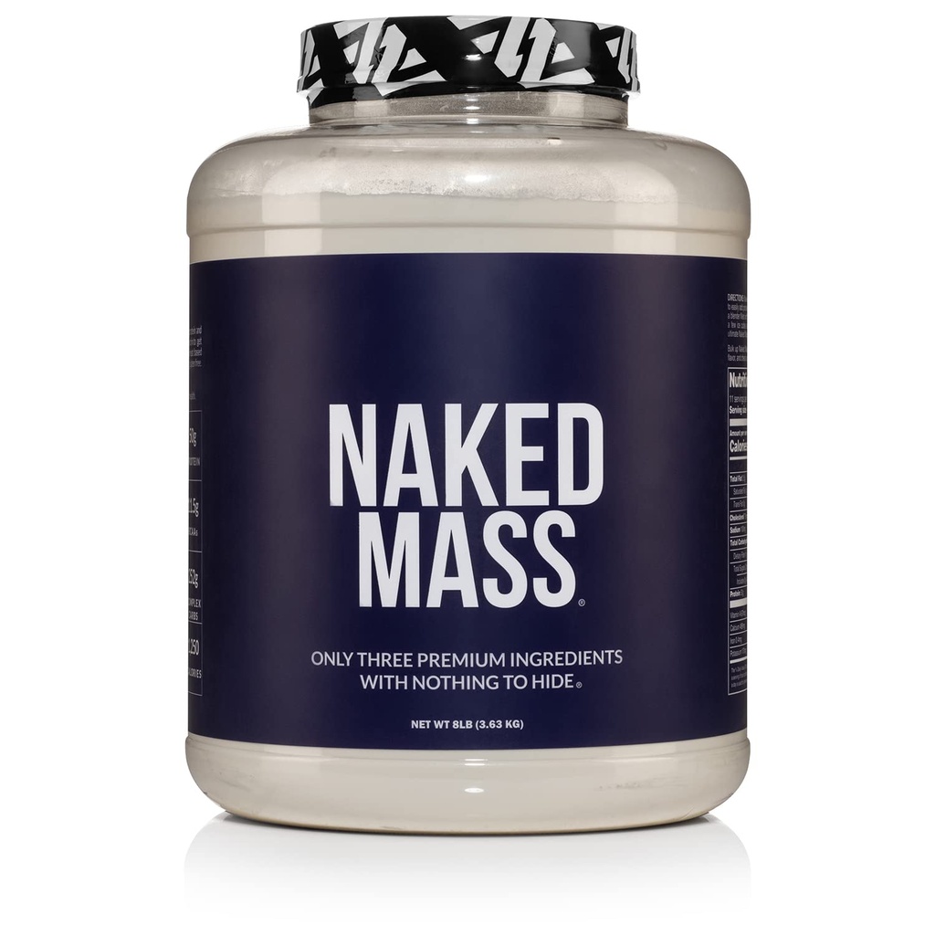 NAKED Mass - Polvere naturale di proteina di Gainer di peso - 8 LB Bulk, OGM Free, Gluten Free & Soy Free. Nessun ingredienti artificiali - 1.250 Calorie per Serve