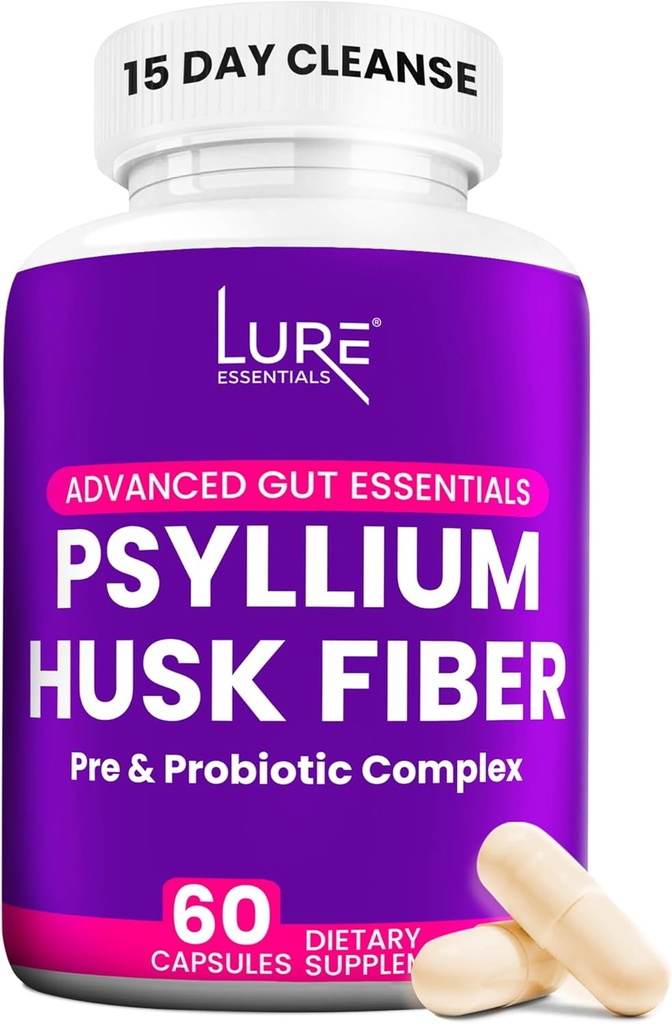 Lure Essentials Psyllium Husk Kapseln für Colon Cleanse - Prebiotic und Probiotic Fiber