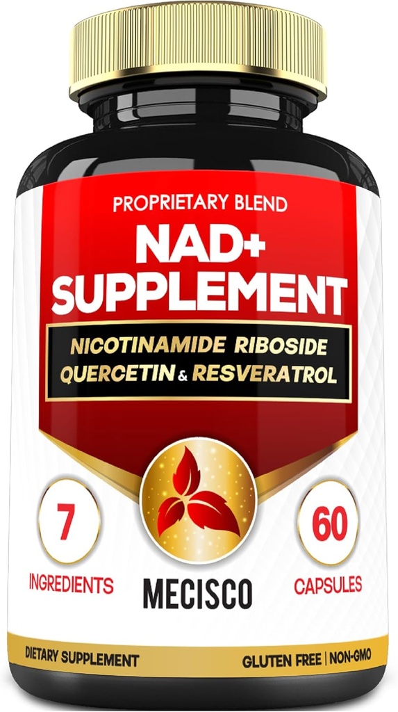 NAD+ Supplément avec nicotinamide Riboside avec quercetine, resvératrol, curcuma, Rhodiola Rosea, Astragalus - 60 Comte