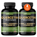 Gade Nutrition Quercetin con Vitamina C e Zinco - Quercetin 500mg - Quercetin con Bromelain - Zinc Quercetin - Quercetin Supplements + Vitamina D3 (Non OGM, Senza Glutine, Vegan) - 4 Mesi di Alimentazione