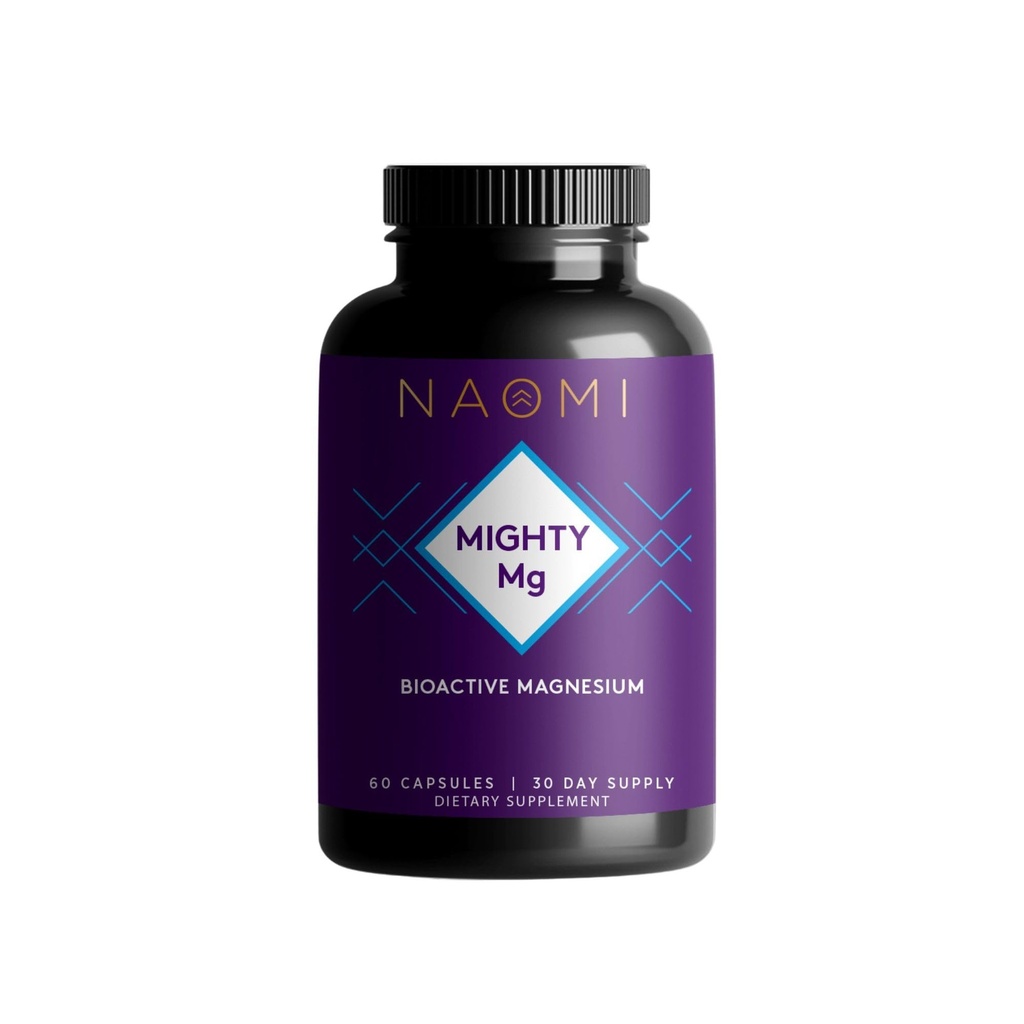 NAOMI Mighty Mg Magnesium Glycinate & Malate Complex 360mg, hohe Absorptionsformel, elementares Magnesium unterstützt Herzgesundheit, starke Knochen, besserer Schlaf, Glutenfrei, Non-GMO, Vegan, 60 Veggie Caps
