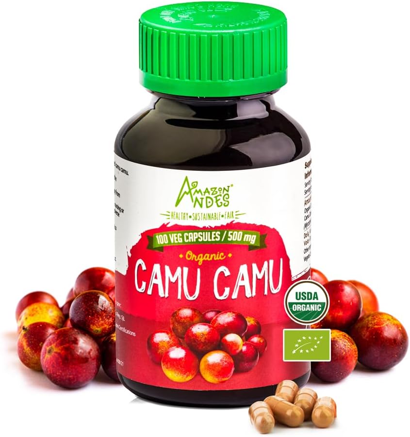 Camu Camu Kapseln l Leistungsstarkes Vitamin C Quelle l Immunsystem Booster l Bio und Fairtrade Certified l 100 Vegan Pillen l 1500mg pro Servier l Non GMO und Gluten Free l Andes