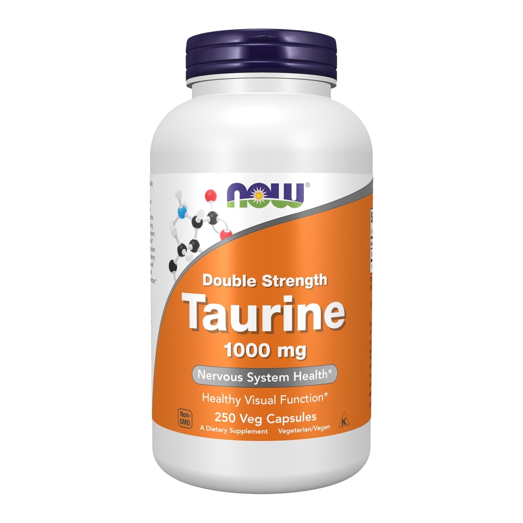 NOW Integratori alimentari, Taurina 1.000 mg, Doppia resistenza, Nervosa salute del sistema*, 250 capsule di Veg
