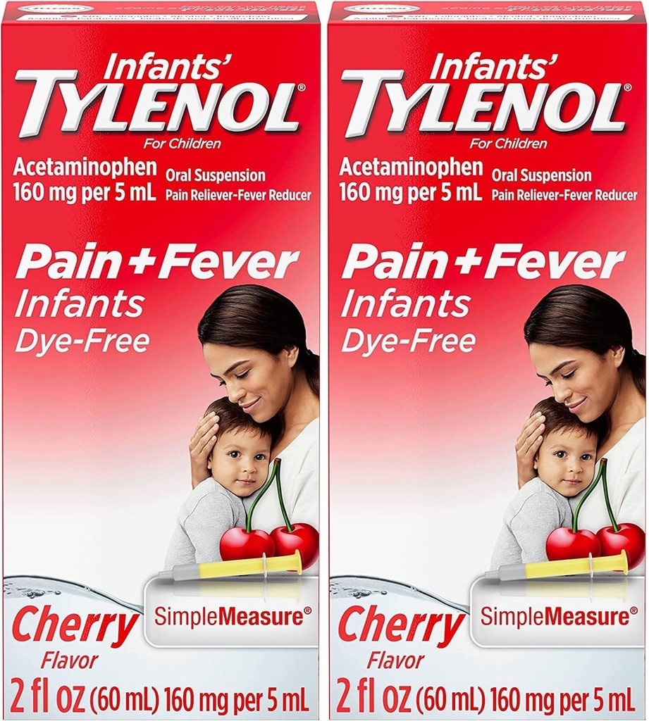 Tylenol Infants Oral Suspension, Dye-Free, Kirsche, 2 Fl. Oz (Pack von 2)