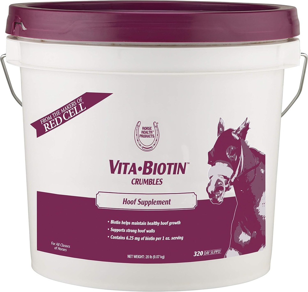 Cavallo Salute Vita Biotin Crumbles Cavallo zoccolo Supplemento, Aiuta a mantenere sano, Sound Hooves e Forti hoof Walls, 20 lbs., 320 Day Supply