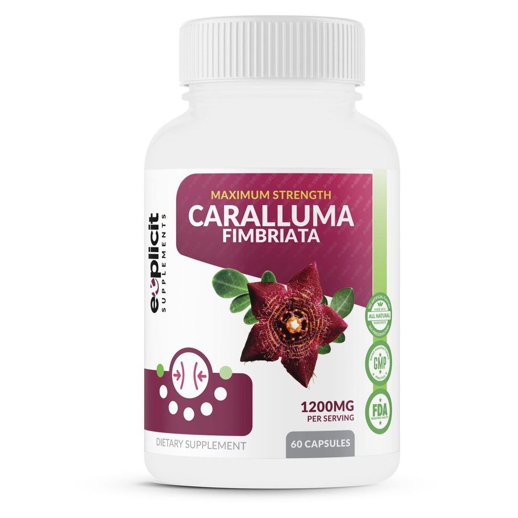 Pure Caralluma Fimbriata Max Strength – Appetit Suppressant, erhöhen Fat Burn, Weight Loss Supplement, Non-Stim - für Männer und Frauen - 1200mg pro Servierung, 30 Servietten, 60 Kapseln