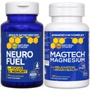 NATURAL STACKS MagTech Magnesium + NeuroFuel Nootropic Bundle - Supporta Rilassamento, Focus & Brain Health* - 165 Capsule Totali