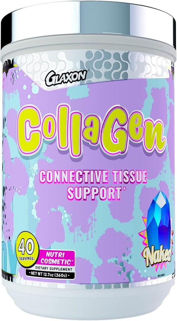 Glaxon Wonder Collagène, poudre de collagène hydrolysée avec biotine, acide hyaluronique, vitamine C, B12, supplément anti-vieillissement pour la peau, les articulations, les ongles et les cheveux (Naked V2)