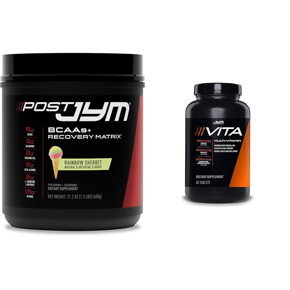 Post JYM Active Matrix Post-Workout mit BCAAs, Glutamin & More Rainbow Sherbert Flavor + Vita JYM Multivitamin des Athleten mit über 25 Hauptbestandteilen 60 Tabletten
