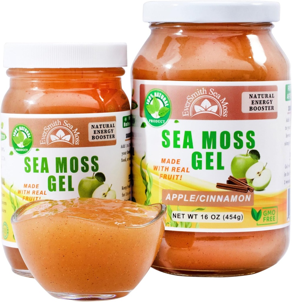Wildcrafted Irish Sea Moss Gel | Made in USA | Rich in Vitamine & Minerals | Sea Moss Gel Raw | Nutritional Supplement | Apple (16 oz)