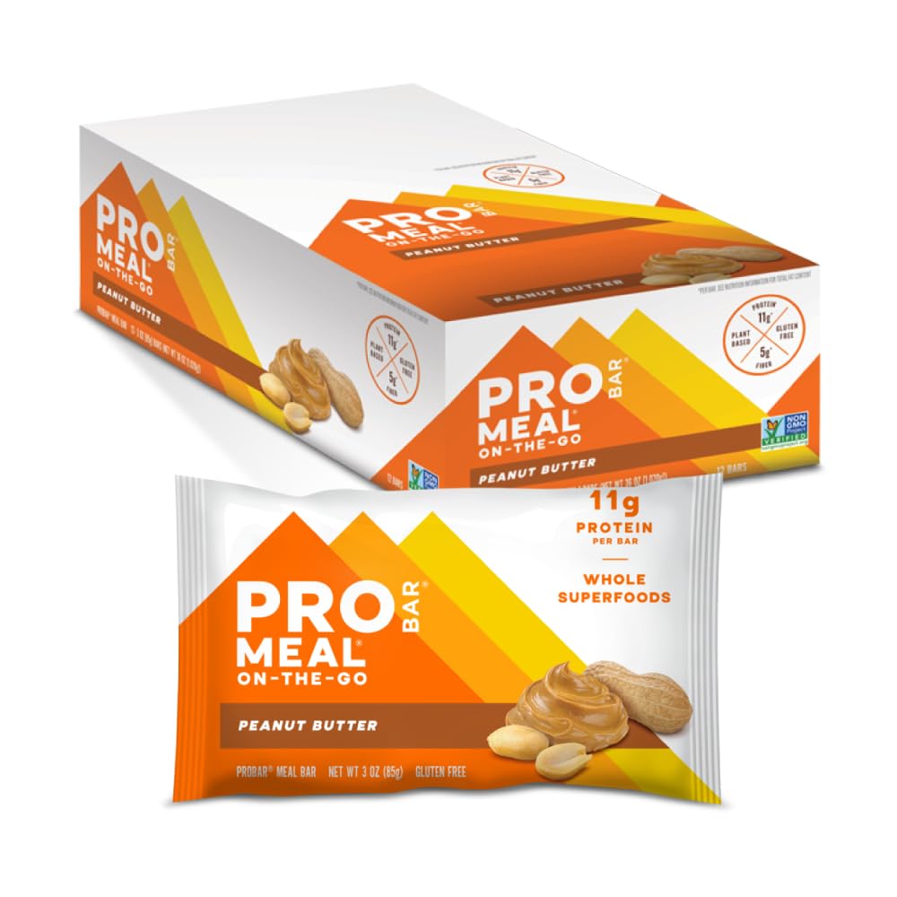 PROBAR - MEAL Bar, Erdnussbutter, Non-GMO, Glutenfrei, Gesund, Pflanzenbasiert, Ganzwertig Zutaten, Natürliche Energie (12 Zähler)