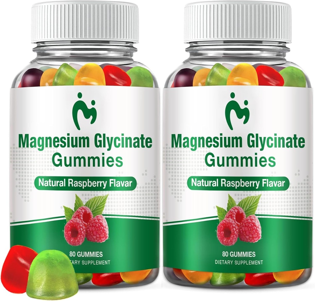 2 confezioni Magnesio Glycinate Gummies per adulti e bambini, Magnesio Clycinate masticabile 400mg, Magnesio calma Gummies per il sonno