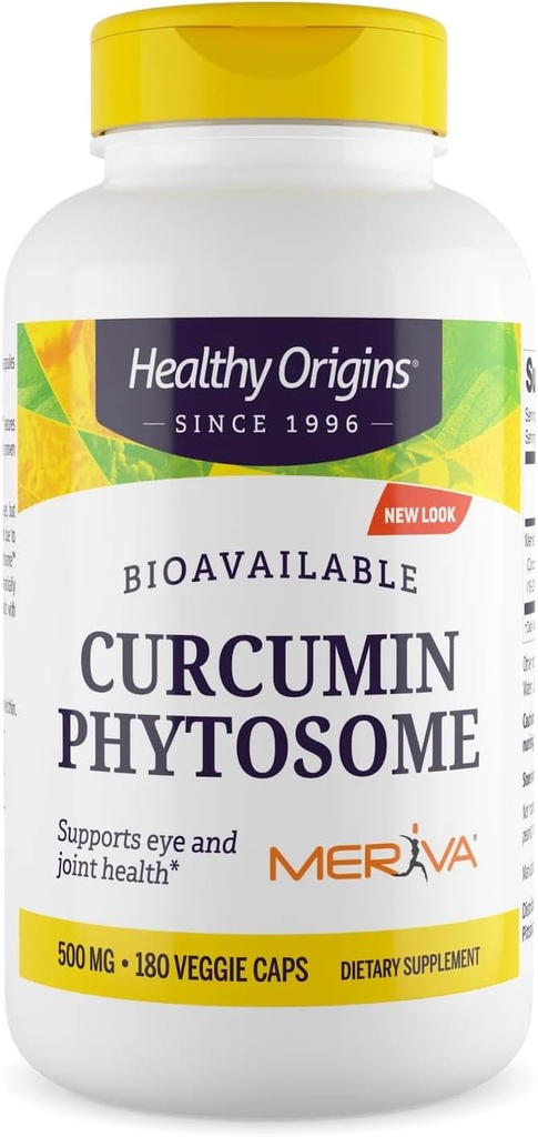 Healthy Origins Curcumin Phytosome (Featuring Meriva SF) 500 mg, unterstützt Gesundheit in Gelenken & Augen, Non-GMO, Vegan, 180 Veggie Kapseln