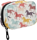 Fustylead Colorful Galloping Cavalli Silhouette Pill Organizer per Purse, Weekly Portable Pill Box con Zipper a Storage Vitamins Fish Oils Integratori