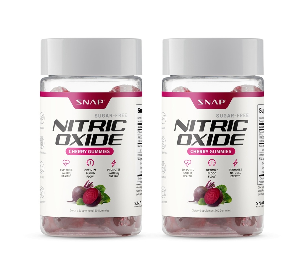 Snap-Ergänzungen Rotot-Gummien, Nitric Oxid-Ergänzung w/Organic Beets, Vitamine, Granatapfel & Antioxidantien für Energie, Herz-Gesundheit & Zirkulation Unterstützung, 60 Sugar Free Gummies, 2 Pack, Kirsche