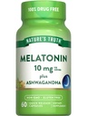 Natura Verità Melatonina 10mg con Ashwagandha | 60 capsule | Non-GMO & Gluten Supplemento gratuito per gli adulti