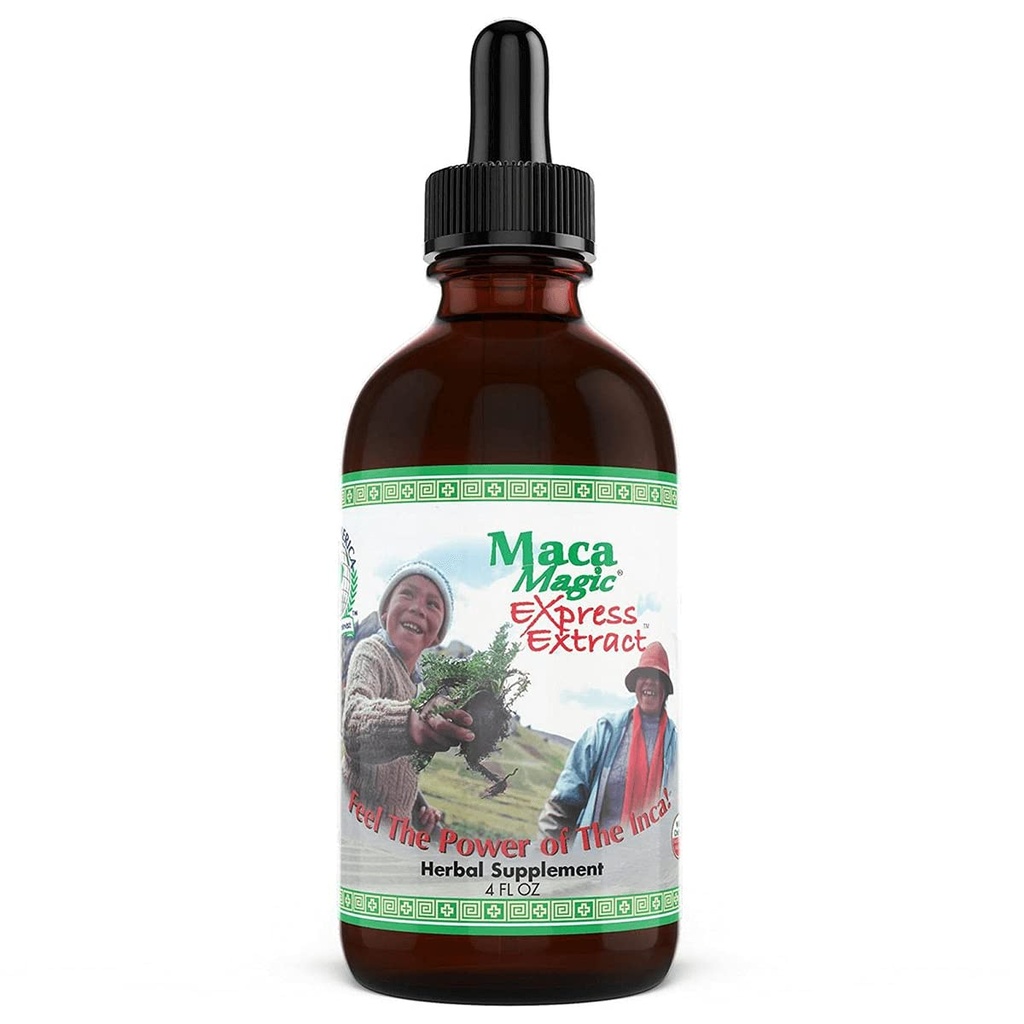 Maca Magic: Liquid Express Extract (4oz) Peruvian Premium Grade Maca - Flüssigkeit für schnelle Absorption - Black Maca, Red Maca, Purple Maca, Yellow Maca - Organic - Certified Kosher - Vegan - Glutenfrei