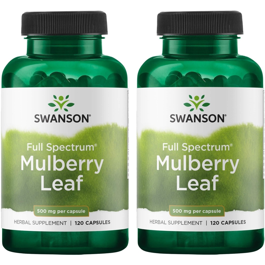 Swanson Spettro completo Mulberry Leaf Herbal Supplemento 500 mg 120 capsule (2 Confezione)